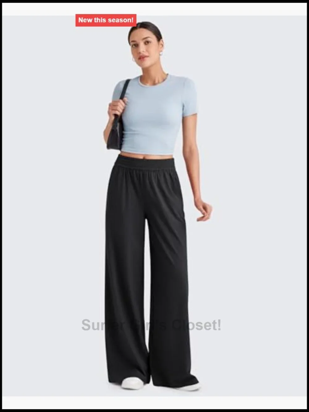 Lightweight Flowy Wide Leg Palazzo Pants Elastic Waist Summer Travel - Picture 5 of 7